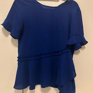 Ivanka Trump Royal Blue Ruffle Blouse
